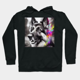 Colorful Gaze: German Shepherd Charm, Cute German Shepherd Hoodie